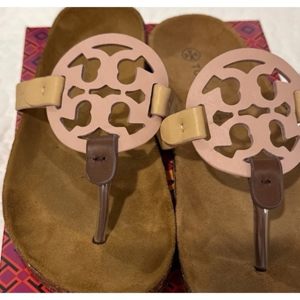 Tory Burch Women's Miller Cloud Sandals 8.5 Multi/Cork Nude, Blush